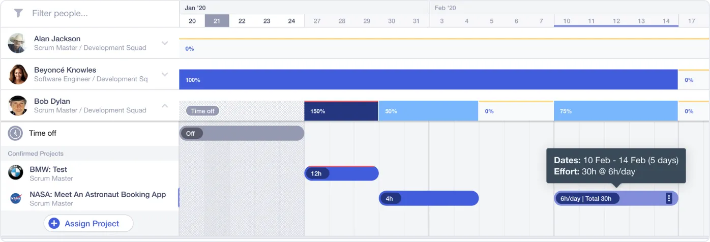 Screenshot of Runn's software